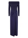 Ralph Lauren Off-shoulder Knot-detail Dress In Blue