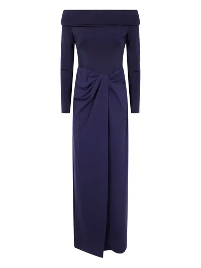 RALPH LAUREN OFF-SHOULDER KNOT-DETAIL DRESS