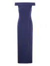 Ralph Lauren Off-shoulder Split Dress In Blue
