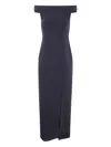 Ralph Lauren Off-shoulder Split Maxi Dress In Black