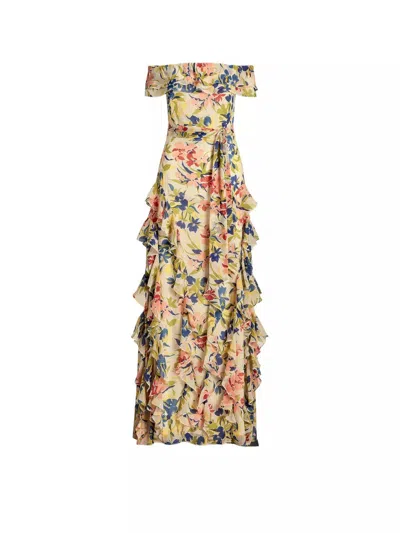 Ralph Lauren Off-the-shoulder Floral Print Maxi Dress In Multi