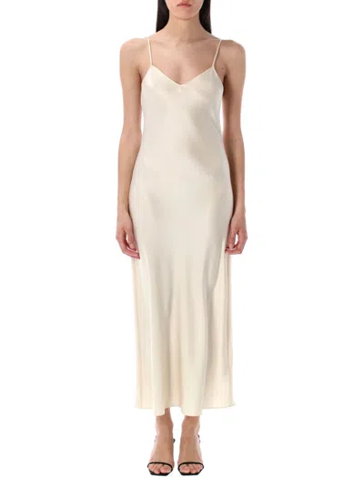 Ralph Lauren Off White Midi Slip Dress In Pink
