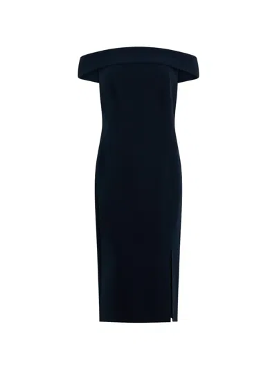 Ralph Lauren Off-shoulder Midi Dress In Blue