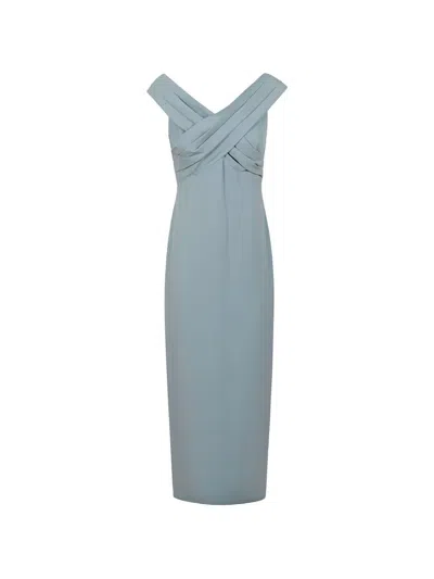 Ralph Lauren Off-shoulder Midi Dress In Blue