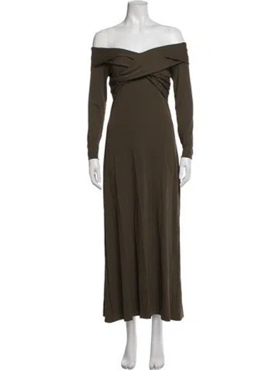 Pre-owned Ralph Lauren Off-the-shoulder Long Dress In Green