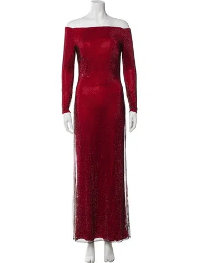 Pre-owned Ralph Lauren Off-the-shoulder Long Dress In Red