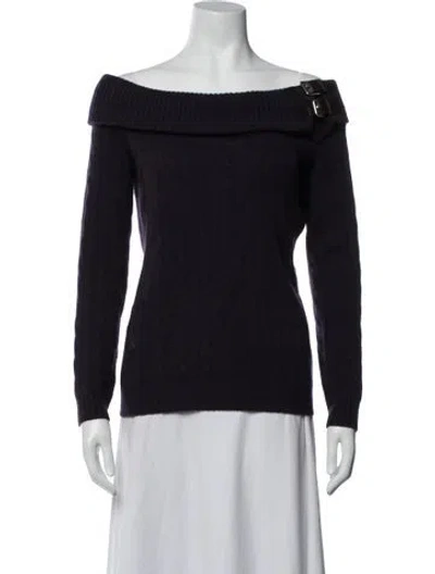 Pre-owned Ralph Lauren Off-the-shoulder Sweater In Purple