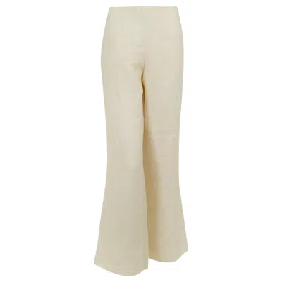 Pre-owned Ralph Lauren Off-white Lined Linen Wide Leg Sailor Dress Pant – Us 4/s, 2001 In Sand