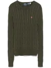 Ralph Lauren Cable Knit Logo T-shirt With Crew Neck In Green