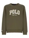 Ralph Lauren Olive Crewneck Embroidered Logo Sweatshirt In Green