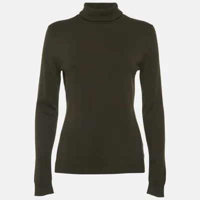 Pre-owned Ralph Lauren Olive Green Cashmere Knit Turtle Neck Sweater L