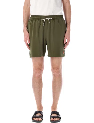 RALPH LAUREN OLIVE GREEN CLASSIC SWIM SHORTS