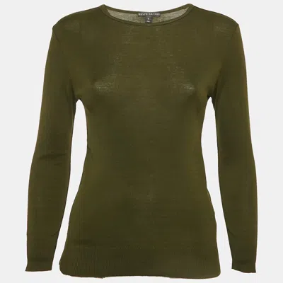 Pre-owned Ralph Lauren Olive Green Cotton Knit Long Sleeve T-shirt M