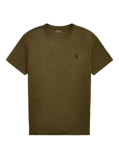 Ralph Lauren Olive Round Neck Embroidered Logo T-shirt In Green