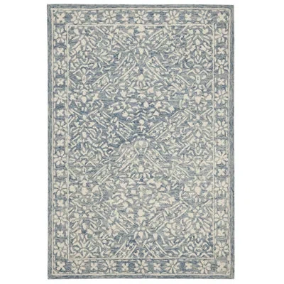 Ralph Lauren Olivier Hand Tufted Wool Geometric Rug In Blue,ivory