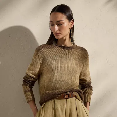 Ralph Lauren Ombré Linen-blend Rollneck Sweater In Lux Tan Multi In Brown