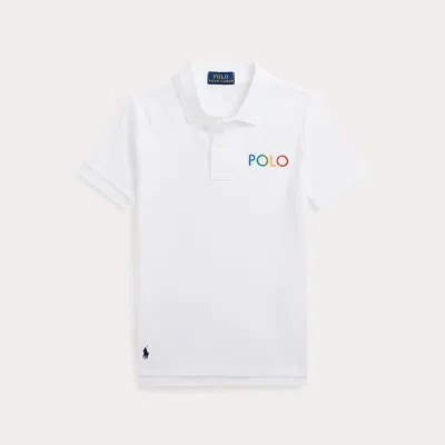 Ralph Lauren Kids' Ombre-logo Cotton Mesh Polo Shirt In White