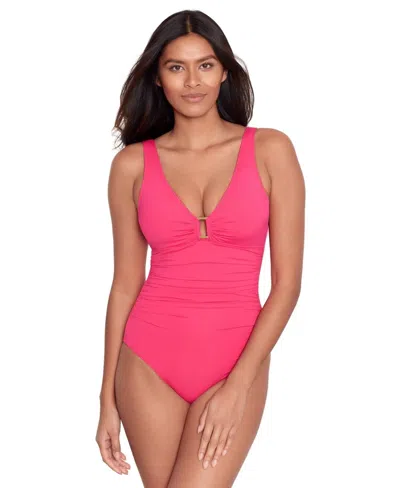 Ralph Lauren One Piece Swimsuit Women's Pink Ring Over The Shoulder Buu361