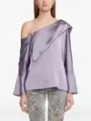 Ralph Lauren One-shoulder Bell-sleeve Top In Purple