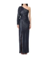 Ralph Lauren Metallic One-shoulder Gown In Black