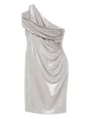Ralph Lauren One-shoulder Ruched Mini Dress In Silver