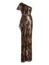 Ralph Lauren One-shoulder Ruffled-detail Maxi Dress In Black