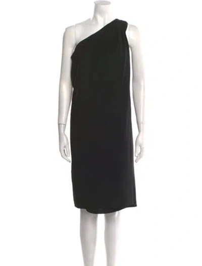 Pre-owned Ralph Lauren One-shoulder Knee-length Dress In Black