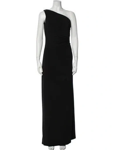 Pre-owned Ralph Lauren One-shoulder Long Dress In Black