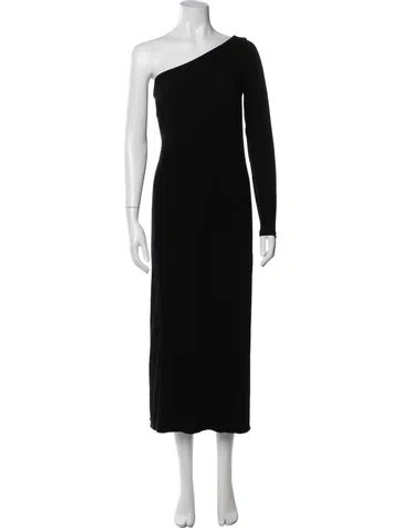 Pre-owned Ralph Lauren One-shoulder Long Dress In Gray