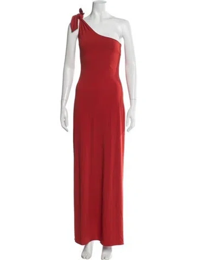Pre-owned Ralph Lauren One-shoulder Long Dress In Red