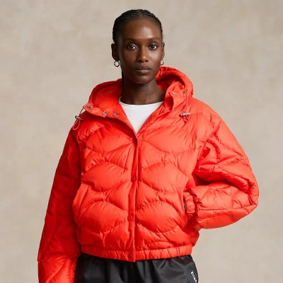 Ralph Lauren Onion-quilted Hooded Down Jacket In Bright Poppy