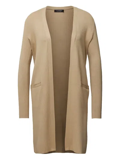 Ralph Lauren Open-front Long-sleeve Cardigan In Neutral