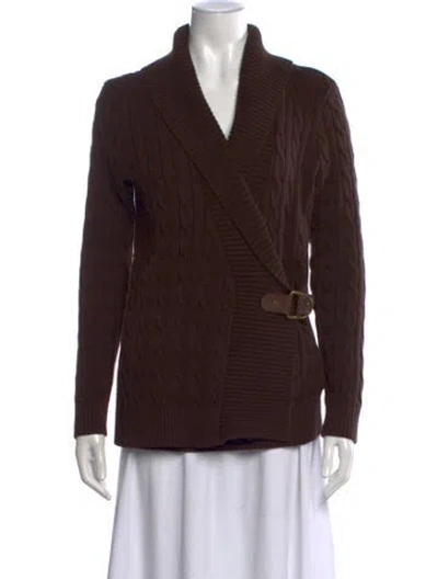 Pre-owned Ralph Lauren Open Front Sweater In Brown