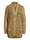 Ralph Lauren Hybrid Suede Silk-linen Boyfriend Cardigan In Nude