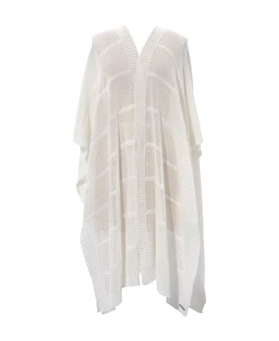Ralph Lauren Open Knit Ruana In Cream