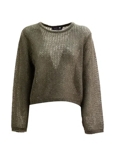 Ralph Lauren Open-knit Long-sleeve Sweater In Green