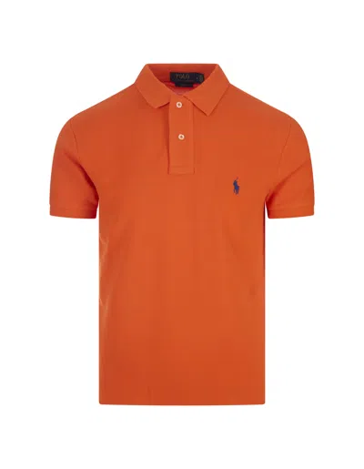 Ralph Lauren Orange And Blue Slim-fit Piquet Polo Shirt