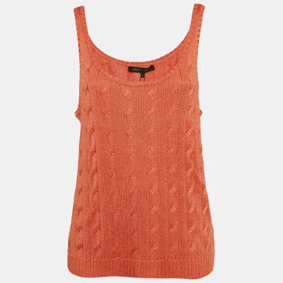 Pre-owned Ralph Lauren Orange Cable Knit Tank Top Xl