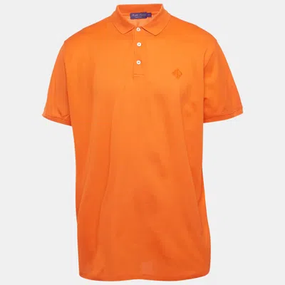 Pre-owned Ralph Lauren Orange Embroidered Pique Polo T-shirt Xxl