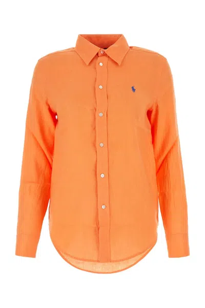 Ralph Lauren Orange Linen Shirt In Arancione