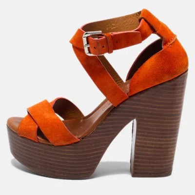Ralph Lauren Orange Suede Alannah Sandals