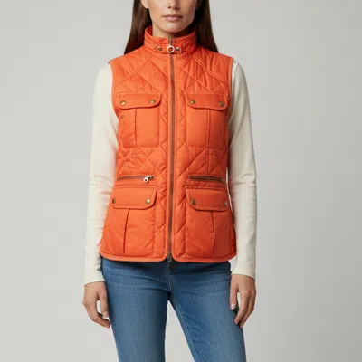 Pre-owned Ralph Lauren Orange Synthetic Quilted Zip Up Vest L