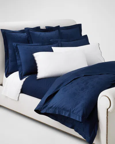 Polo Ralph Lauren Organic Cotton Bethany Jacquard King Flat Sheet In Polo Navy