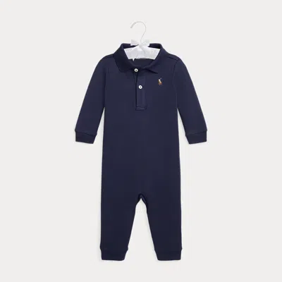 Ralph Lauren Babies' Organic Cotton Polo Coverall In Refined Navy In Blue