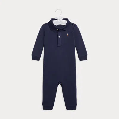 Polo Ralph Lauren Babies' Organic Cotton Polo Coverall In Refined Navy