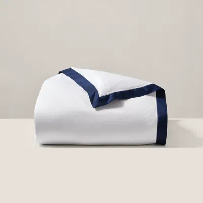 Ralph Lauren Organic Cotton Sateen Border Duvet Cover In Polo Navy In White