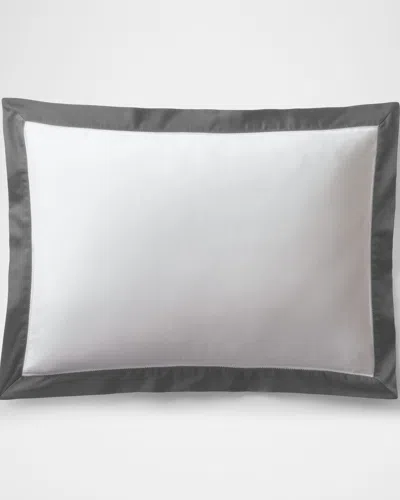 Ralph Lauren Organic Sateen Border Standard Sham In Gray