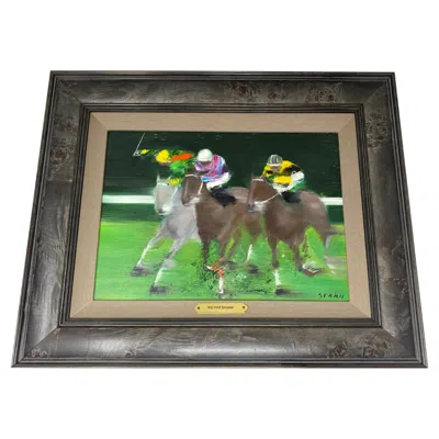 Pre-owned Ralph Lauren Original Art Painting Polo Players Scene By Victor Spahn In Brown
