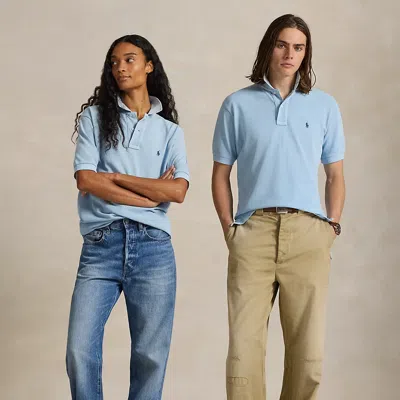 Ralph Lauren Original Fit Mesh Polo Shirt In Blue