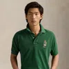 Ralph Lauren Original Fit Polo Bear Mesh Polo Shirt In Washed Forest Heritage Bear